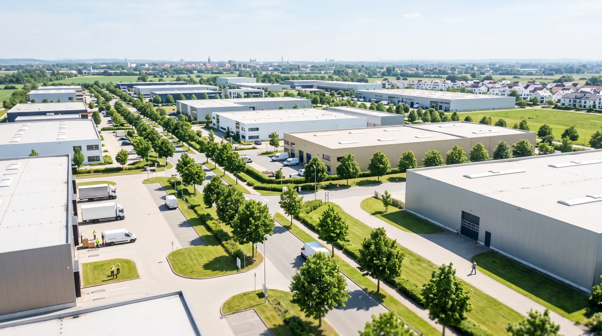 Aerial view of a modern industrial park