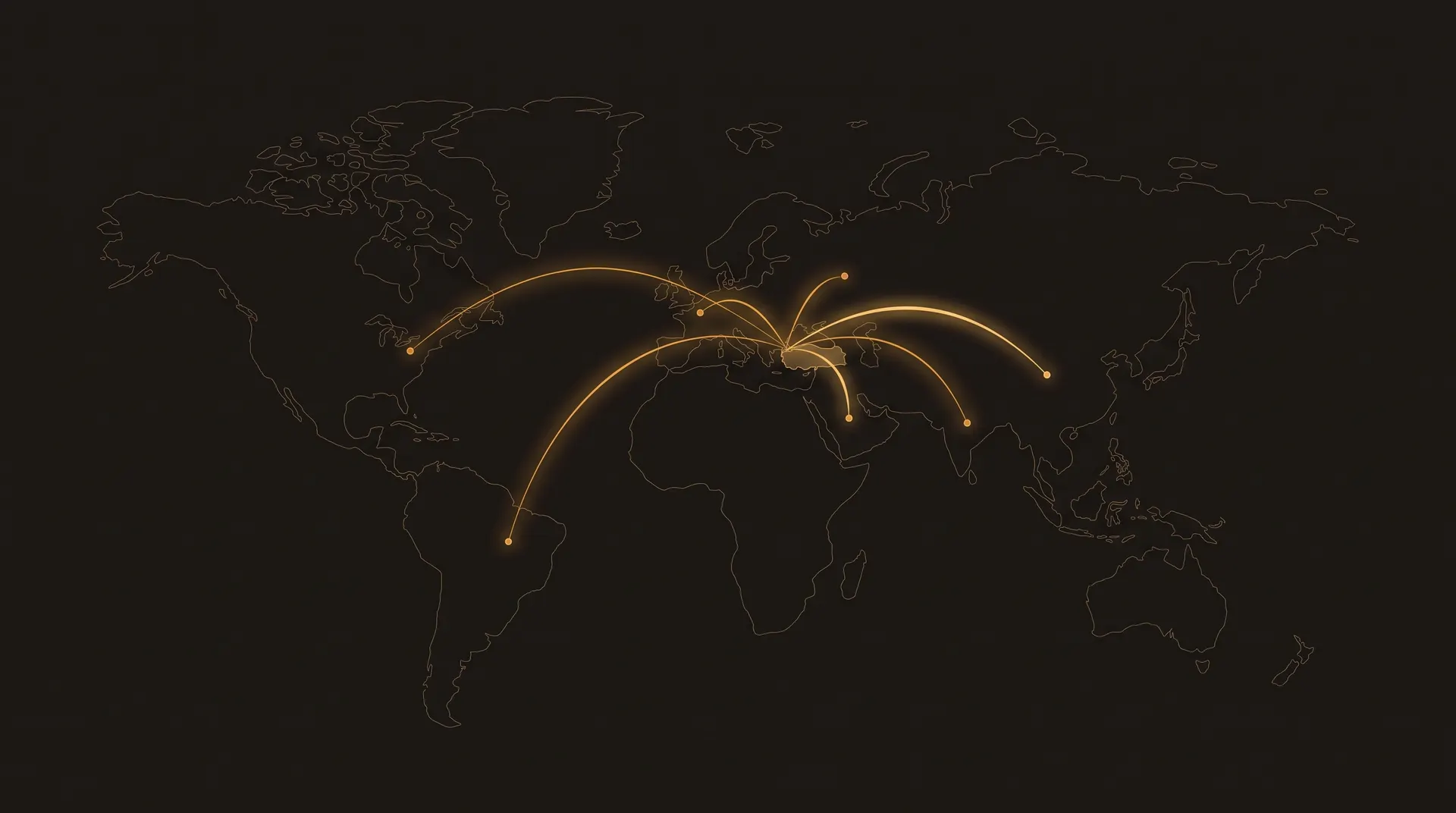 Map graphic with amber routes from Türkiye to trading partners
