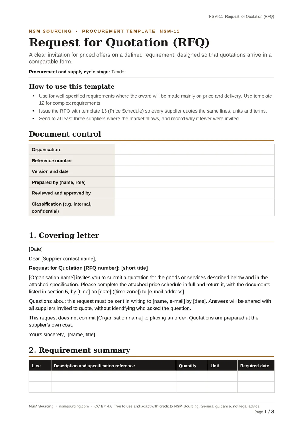 Preview of Request for Quotation (RFQ)