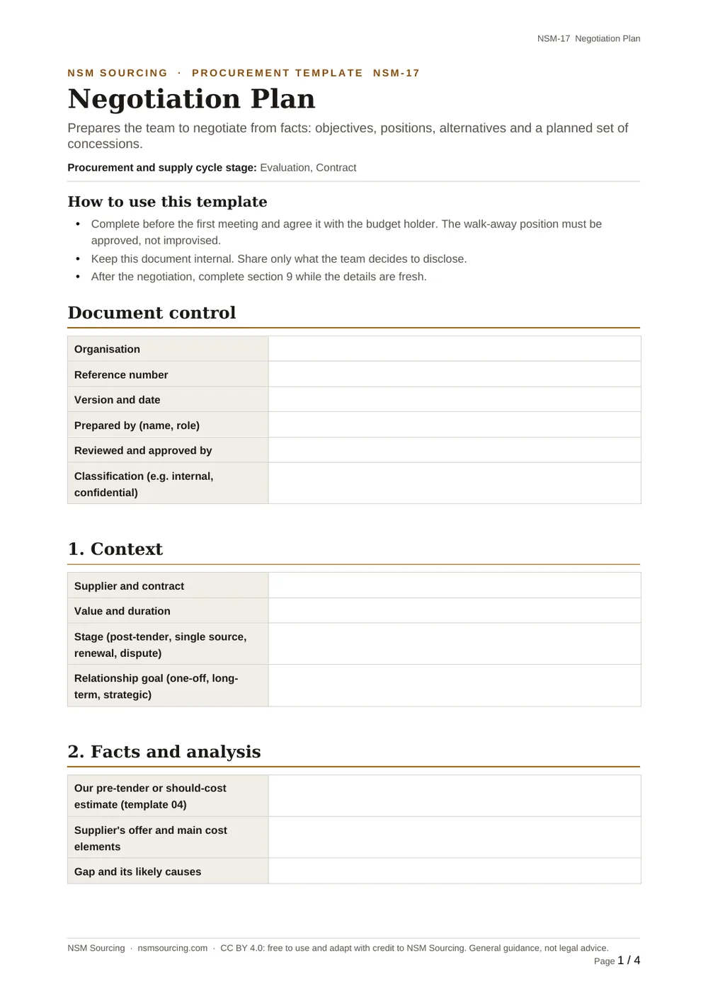 Preview of Negotiation Plan